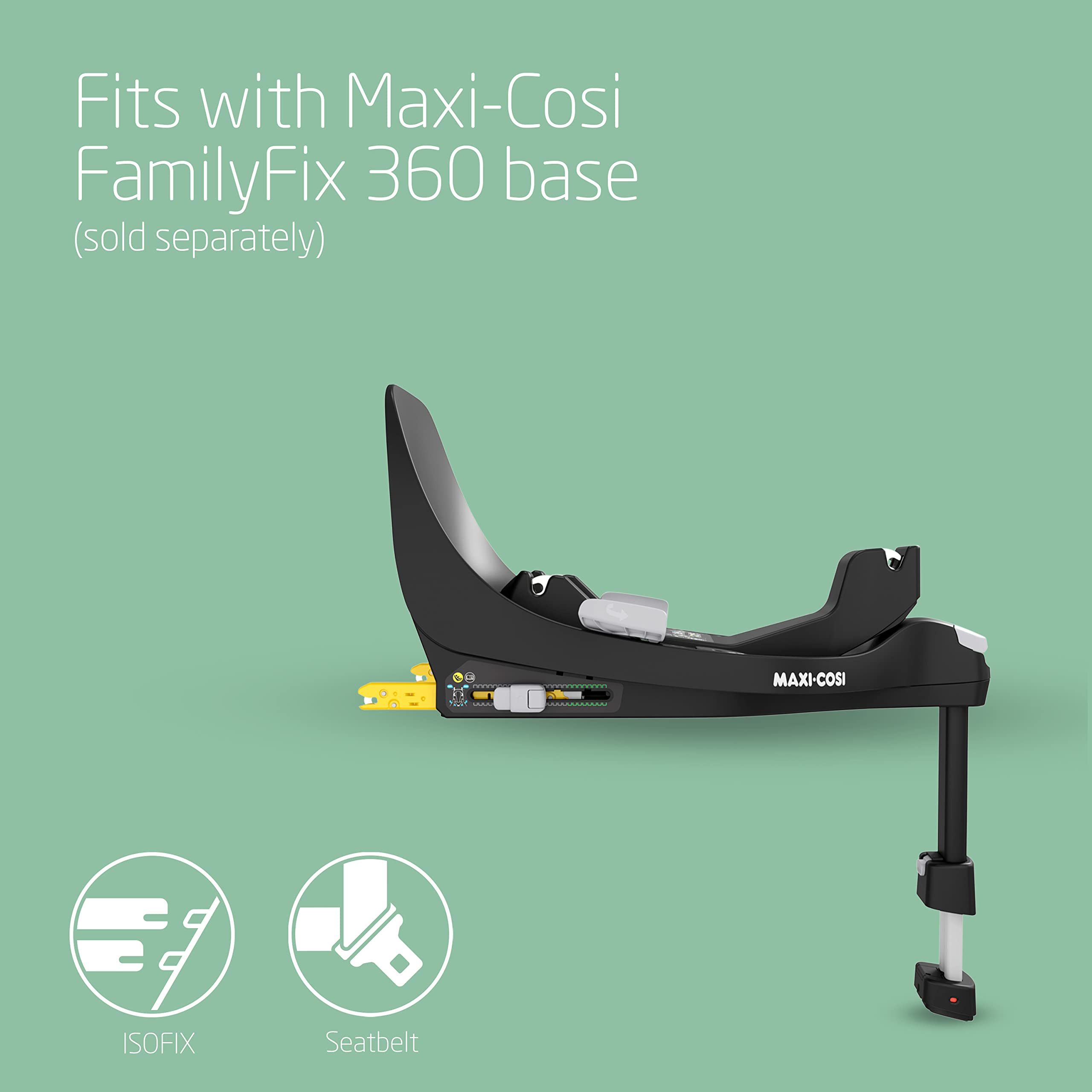 Maxi-Cosi FamilyFix 360 i-Size Base, Rotating Car Seat System, 360 Swivel ISOFIX Base, 0-4 Years (40-105 cm), One-Hand FlexiSpin Rotation, TravelSafe Rotation Control, Click & Go, Black
