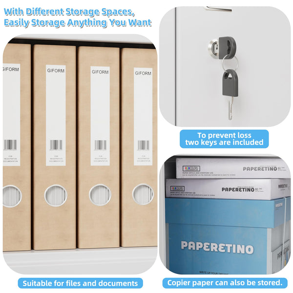 Metal Storage Cabinet with 2 Door and 3 Adjustable Shelves,140X80x40CM Steel Cabinet for Warehouse,Garage,Home,Office,Easy Assemble Required(Black/White)