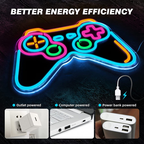 Eufrozy Dimmable Game Neon Sign, Acrylic Gaming LED Neon Light Sign, Bedroom Wall Decor Lights Powered by USB with Switch, for Kids, Boys, Gamers,