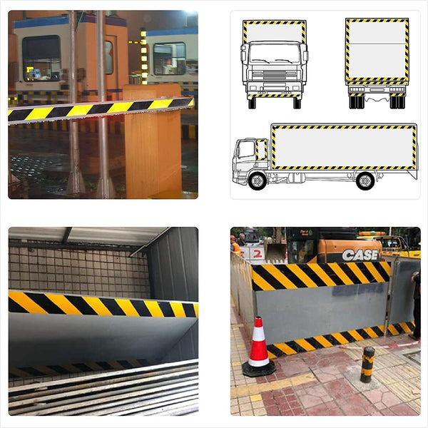 XFXIA Reflective Tape - Yellow & Black, 10cm x 20m, Waterproof, Self-Adhesive Warning Tape for Vehicles, Cars, Trailers, Outdoors