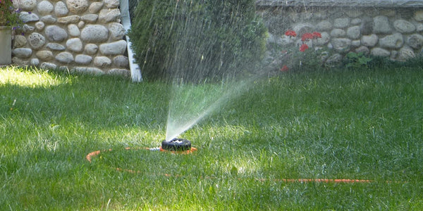 Dramm 15021 ColorStorm 9-Pattern Turret Sprinkler with Heavy-Duty Metal Base, Red