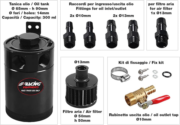 Simoni Racing Oil Catch-Tank 300ml - Black