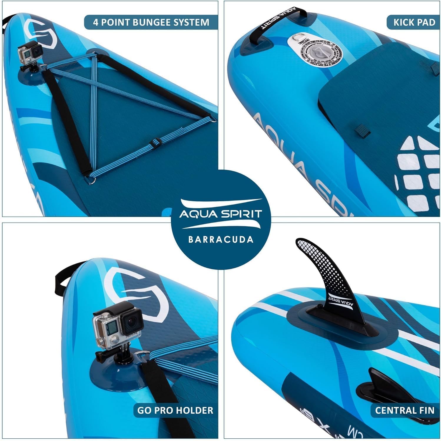 Aqua Spirit Barracuda ISUP/Kayak Inflatable Stand Up Paddle Board 2025 | 10'6x32”x6” | Complete Conversion Kit with Paddle, Backpack and more accessories | Adult Beginner/Expert