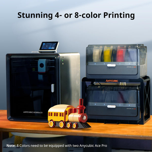 ANYCUBIC Kobra 3 V2 Combo 3D Printer, 600mm/s Fast Printing FDM 3D Printer, Multicolor Printing Up to 8 Colors, Active Drying, Upgraded Auto-leveling, Print Size 255x255x260mm, Realize Smooth Printing