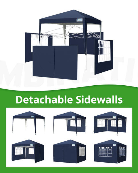 Quictent Pop Up Canopy Gazebo with Removable Sidewalls, Adjustable Height Event Shelter, 3x3m (10x10ft) Portable Tent for Garden Party, Camping, White