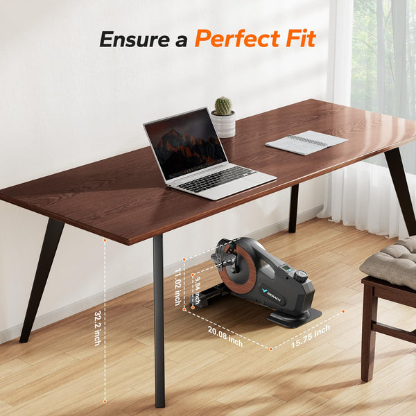 MERACH Under Desk Bike Pedal Exerciser, Mini Exercise Bike with 8-Level Magnetic Resistance, LCD Display & Anti-Slip Base, Eco-Friendly Portable Desk Bike for Office, Home, or Rehab