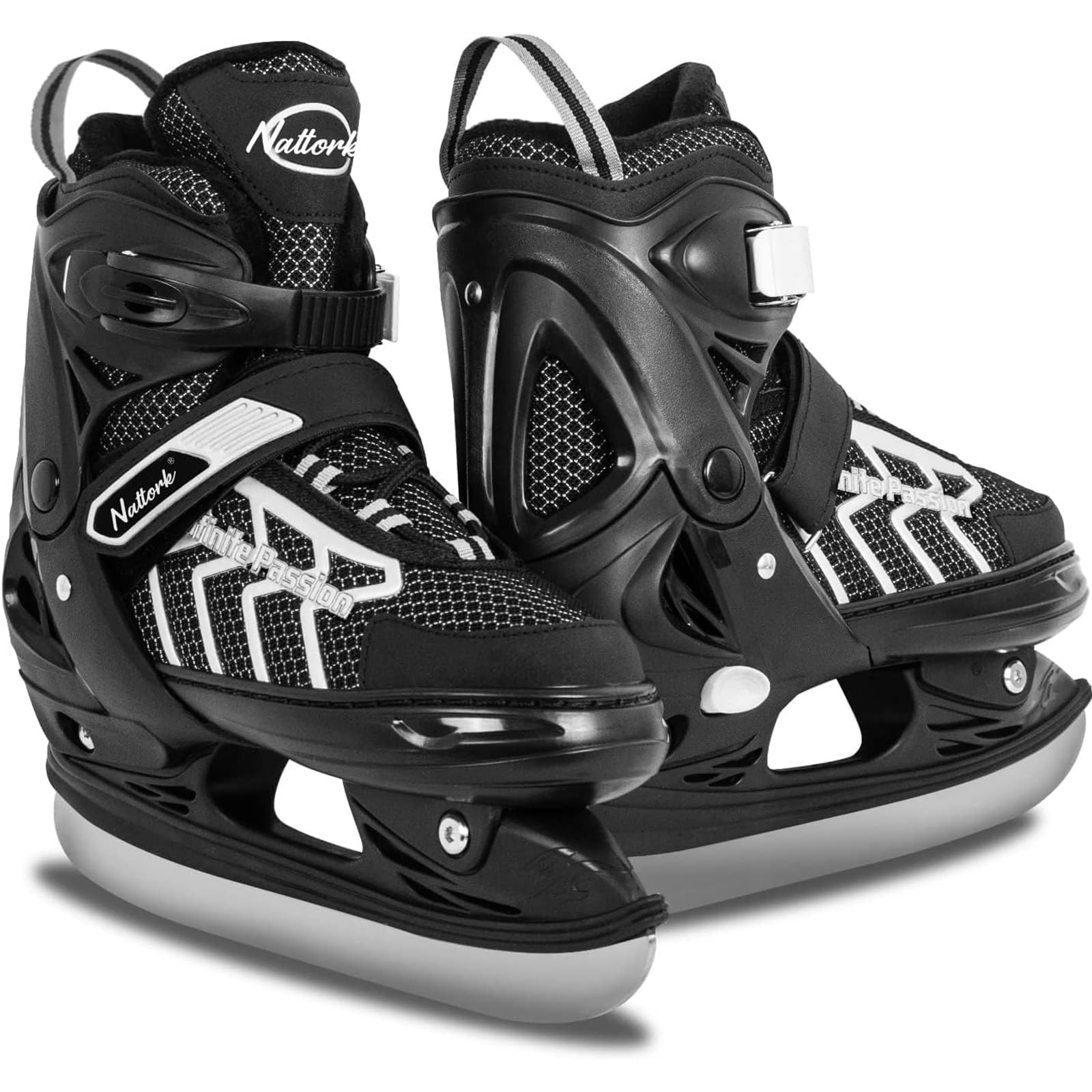 Nattork Adjustable Kids Ice Skate for Boys Girls Adult, Soft Padding and Reinforced Ankle Support Ice Hockey Skates