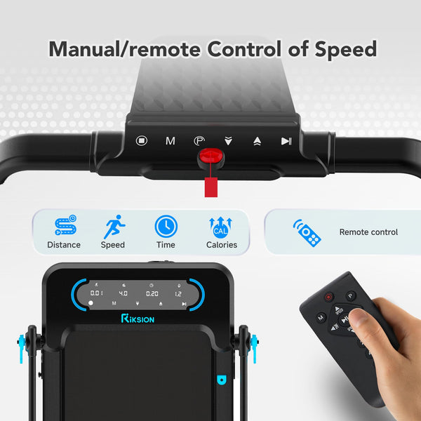 Treadmills Foldable 14KM/H with 10% Incline LED Monitor APP, Remote Control Under Desk Walking Pad with Foldable Handrail for Home Workout