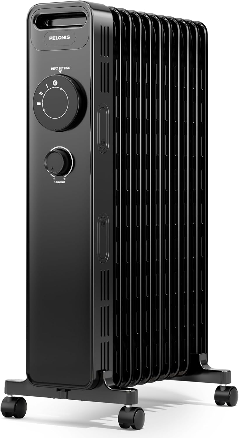 PELONIS Oil Filled Radiator with Adjustable Thermostat, Electric radiator with 3 Heat Settings, Adjustable Thermostat, Tip-Over & Overheat Protection, 11 Fin - Energy Efficient - 2.3kW 215ft²