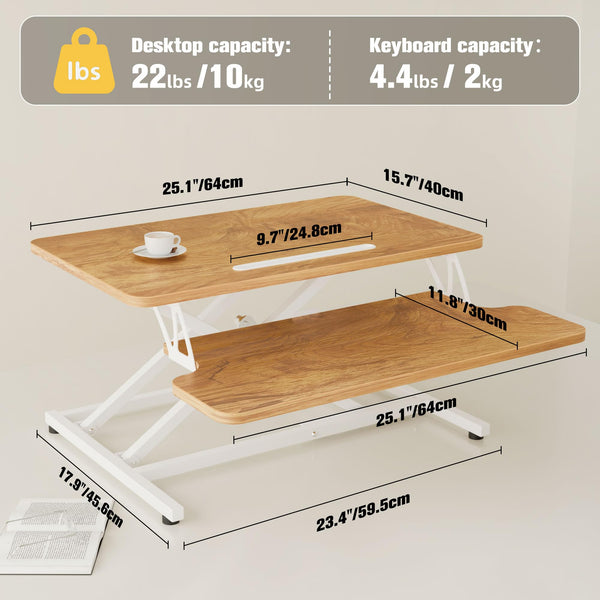 ERGOMAKER Standing Desk Converter, 36"/91cm Wide Height Adjustable Quick Sit to Stand Up Desk Riser for Dual Monitor