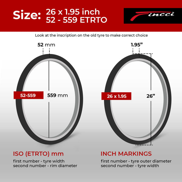 Fincci Bicycle Tyres MTB 26 x 1.95 inch - Pair Foldable Tires 26" with 1 mm Nylon Protection, Tyres 50-559 for Hybrid & Mountain & Electric Bikes -