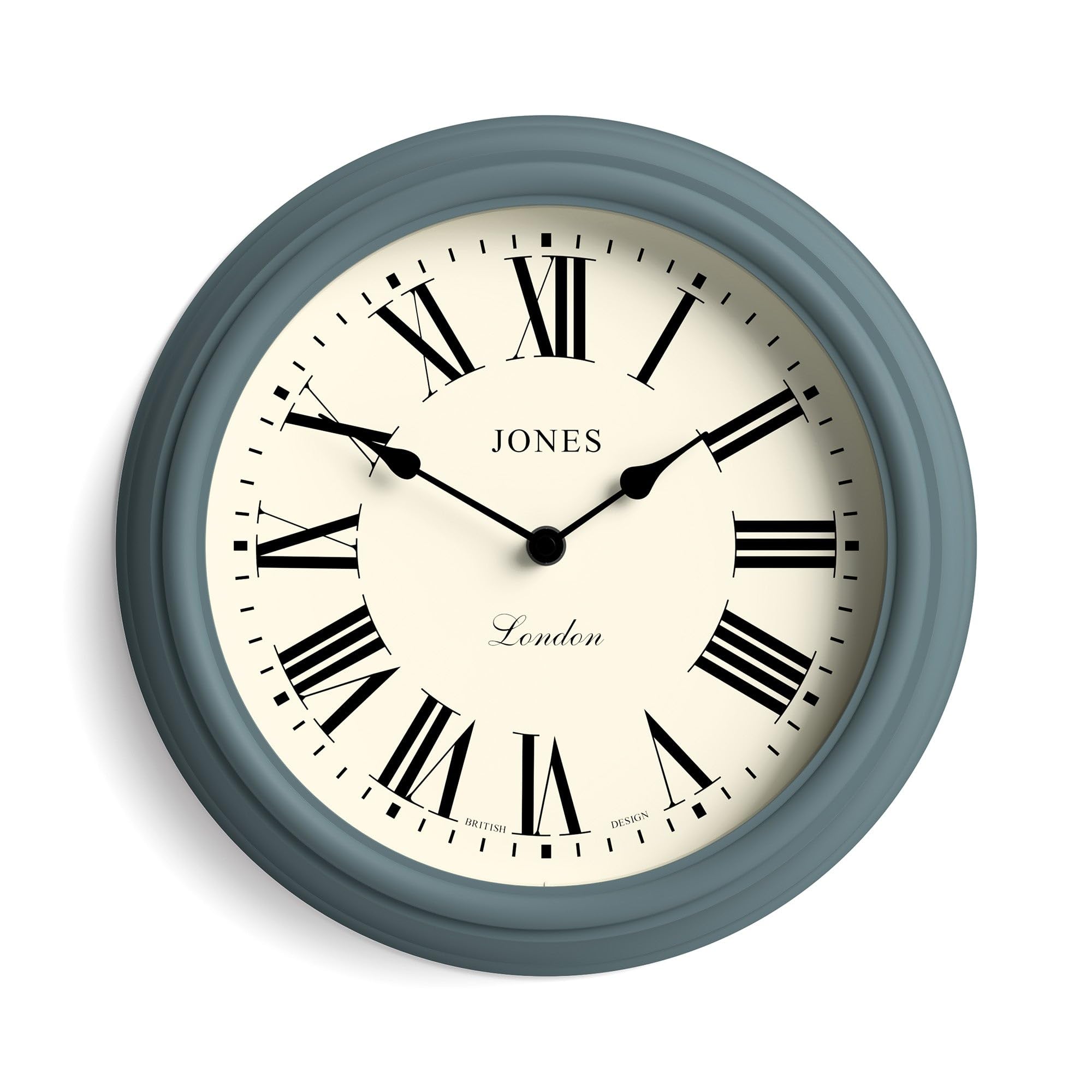 Jones Clocks Venetian wall clock | Classic round clock | 30cm | Blue | Roman numerals | Traditional design ideal for kitchen, living room or bedroom
