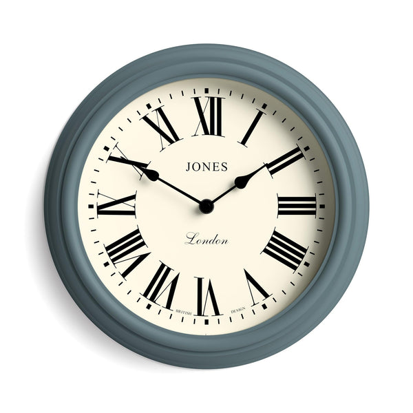 Jones Clocks Venetian wall clock | Classic round clock | 30cm | Blue | Roman numerals | Traditional design ideal for kitchen, living room or bedroom