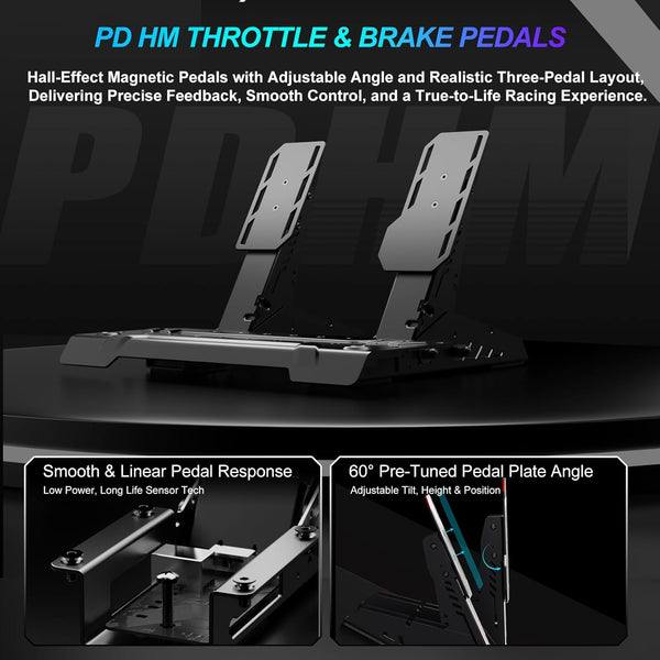 PXN V10 Ultra Direct Drive Gaming Steering Wheel with Pedals – 3.2Nm Force Feedback Servo Base, App Support, PD HM Throttle & Brake Pedals, 270mm Rim – Sim Racing Wheel for PC / PS4 / Xbox