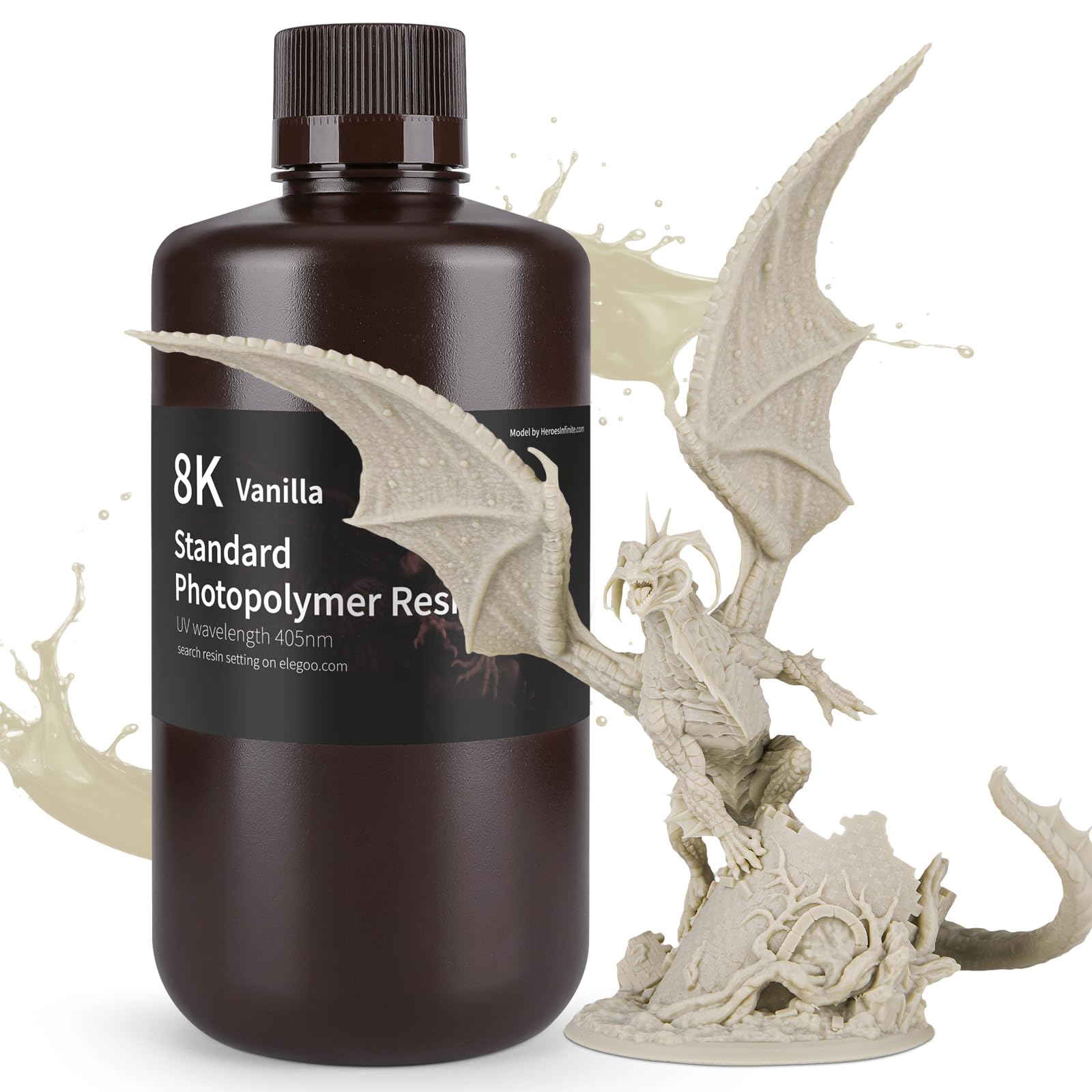 ELEGOO 8K 3D Printer Resin, Standard Photopolymer Resin 405nm UV-Curing Resin, Best for 8K/9K/12K/14K/16K LCD 3D Printer Space Grey 1000G