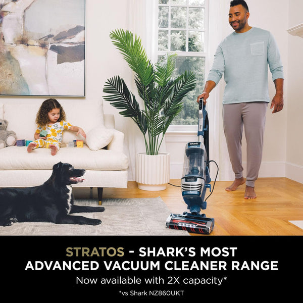 Shark PowerDetect Corded Upright Vacuum Cleaner, DuoClean Detect, Reverse Clean, Anti Hair Wrap Plus, Anti-Allergen, 8m Cord, 1.3L, Dusting Brush, Pet, Crevice, Multi Surface Tools & Bag, AZ3900UKTBK