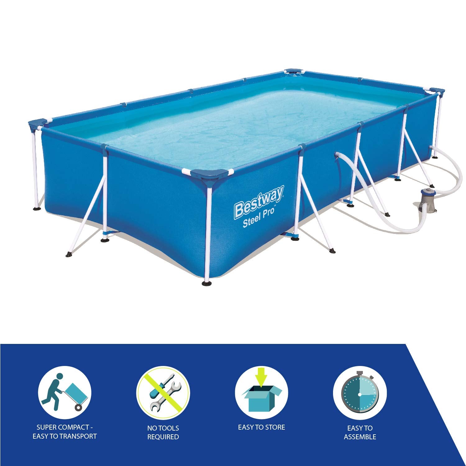 Bestway Steel Pro | Metal Frame Above Ground Pool, Family Outdoor Pool 9.10ft