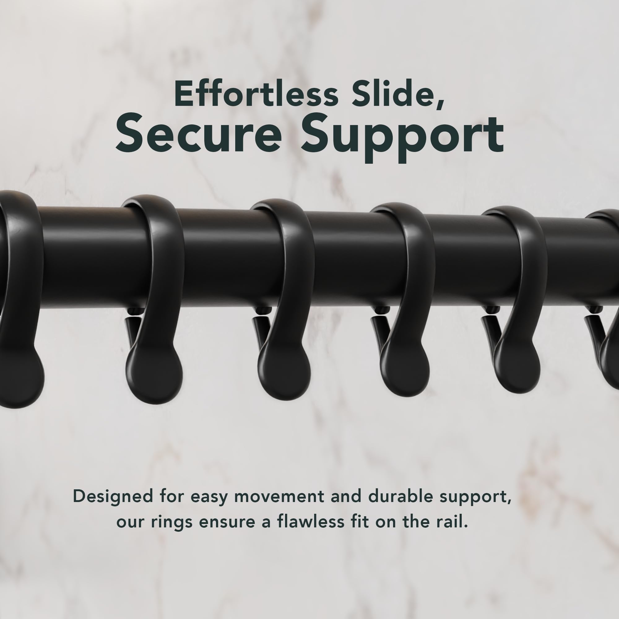 Erica U-Shaped Shower Curtain Rail, Black Powder Coated Steel, Wall Mounted, 70x165x70 cm