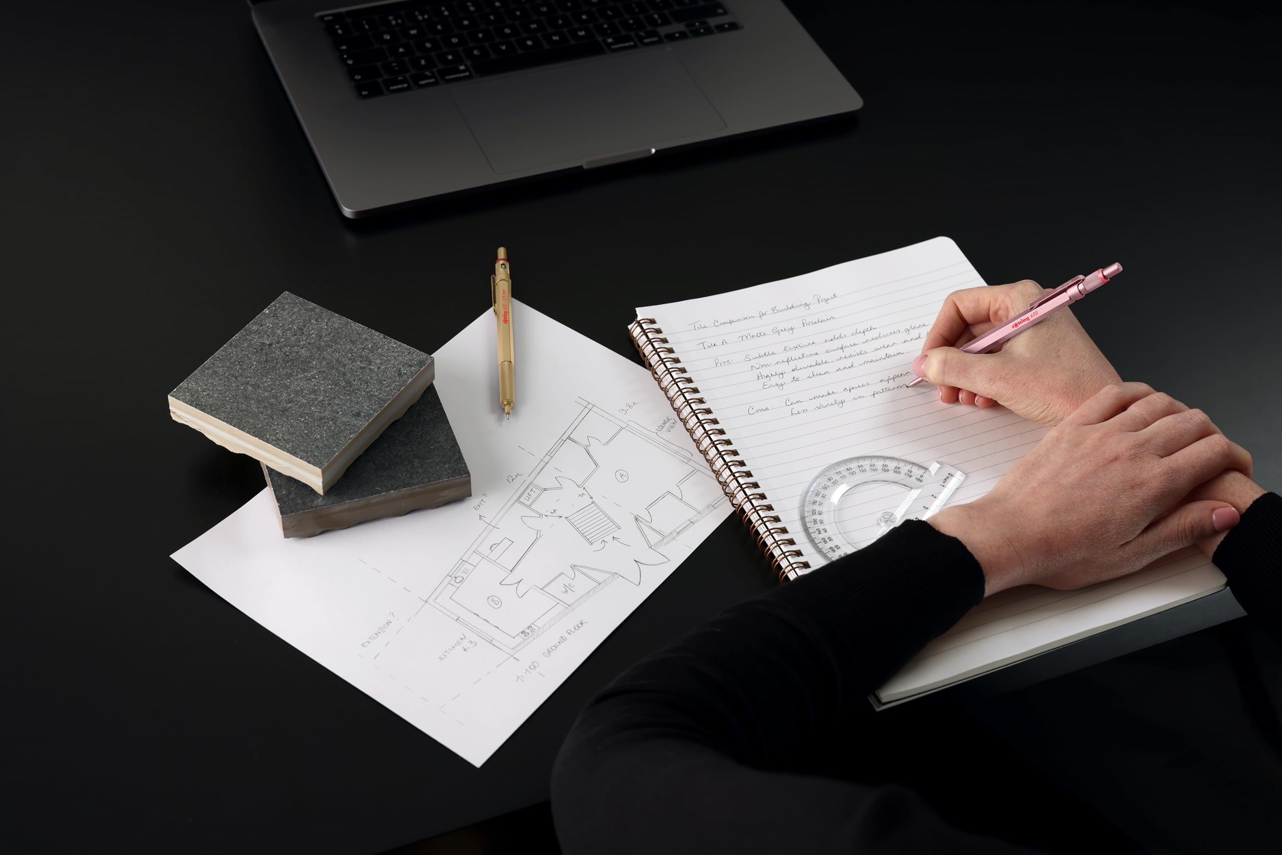 rOtring 600 3-in-1 Multicolour Pen and Mechanical Pencil | Black & Red Ballpoint Pen Tips | 1 Mechanical Pencil Tip (0.5mm) | Silver Barrel