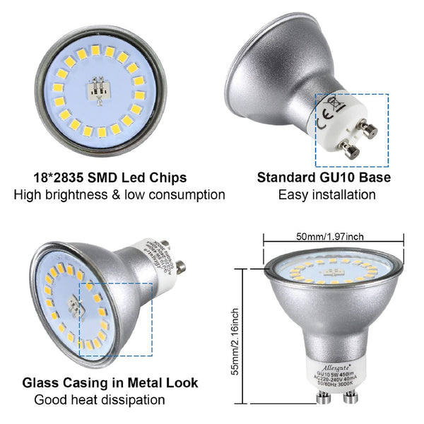 Allesgute Modern 4 Way Flush Ceiling Light for Living Room Square Kitchen Lights Fitting with GU10 Spot Light Bulbs Cool White Included