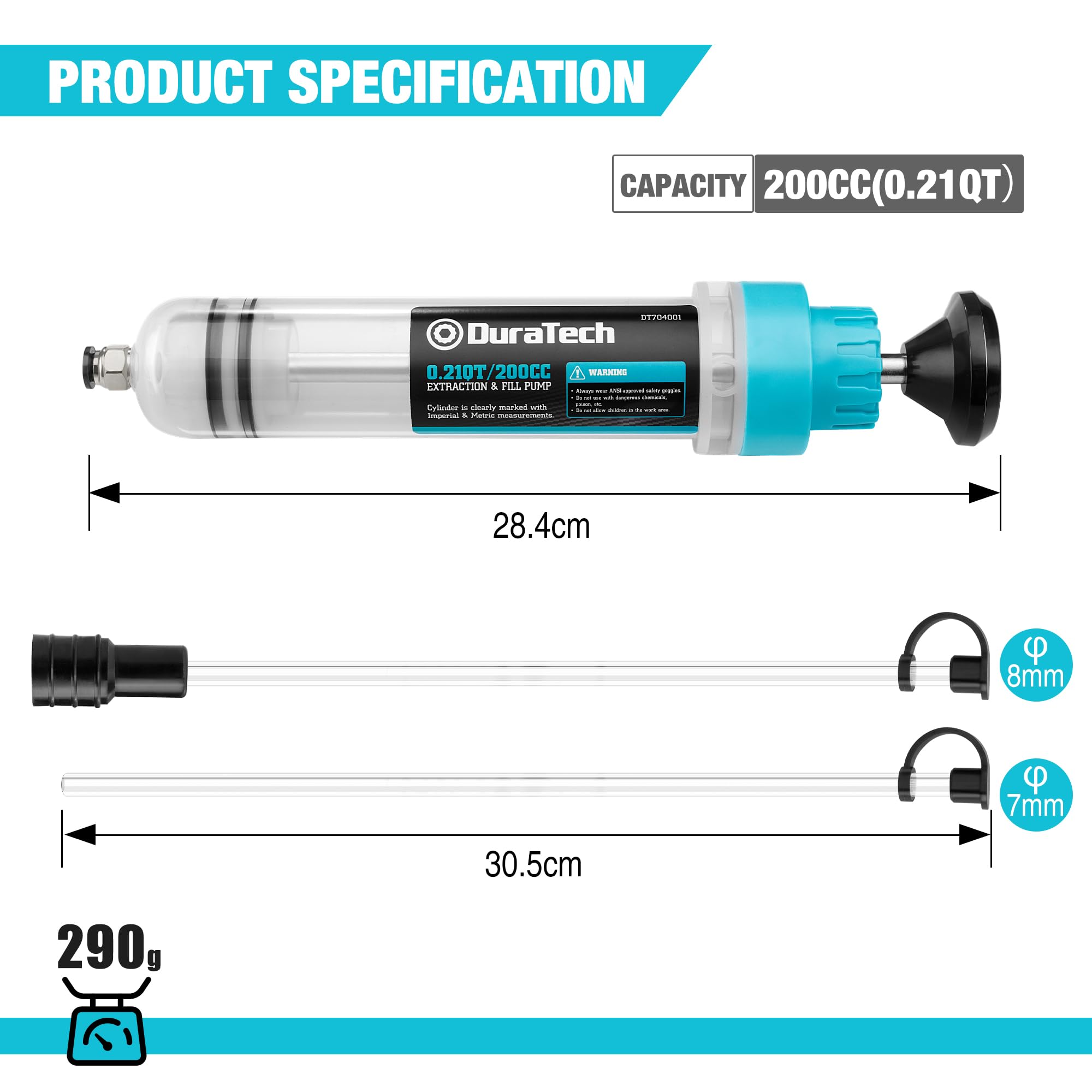 DURATECH 200cc Engine Oil Extractor Fluid Suction Pump| Keeps Engine Bay Clean with Oil Syringe | Oil Syringe and Fluid Extractor Change Engine Oil Efficiently | Suction Pump for Variety Applications