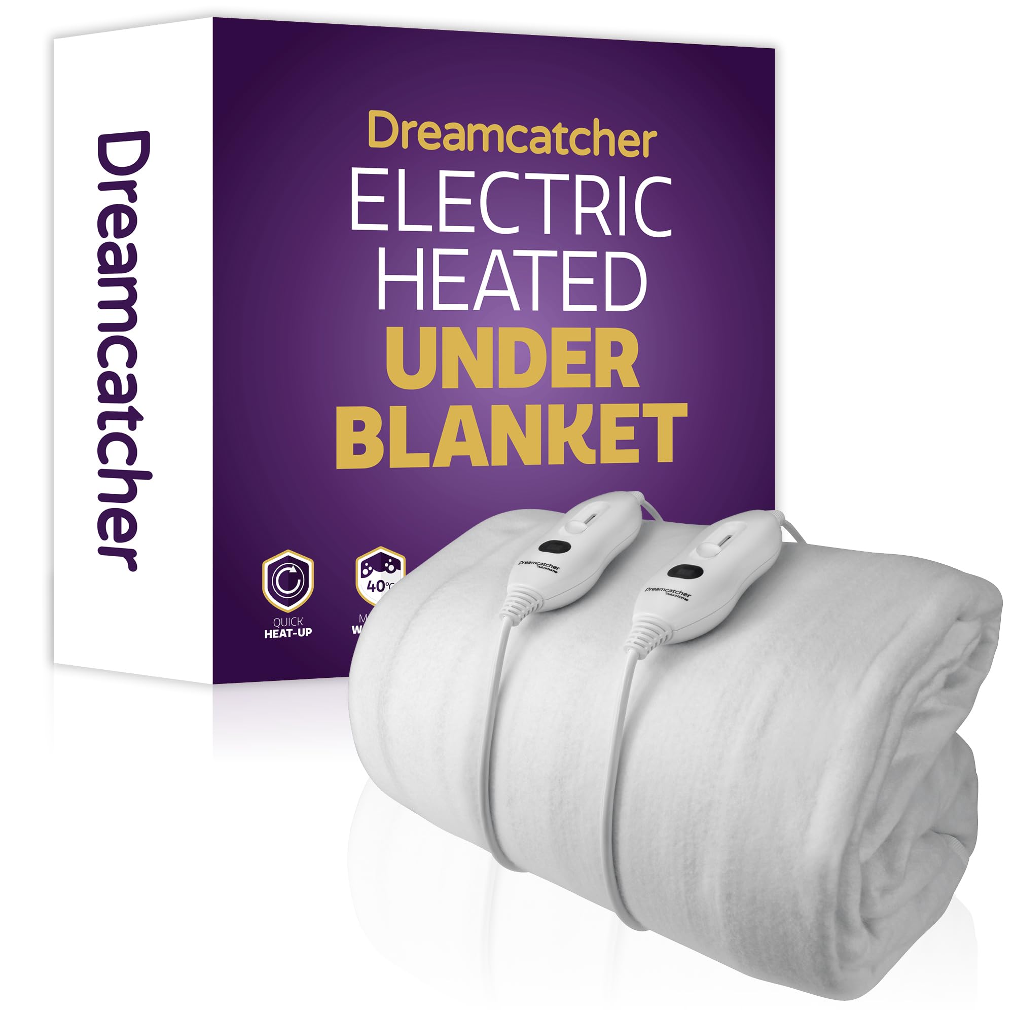 Dreamcatcher Superking Electric Blanket 203 x 182cm, Soft Polyester Electric Blanket Fitted Underblanket Mattress Cover, 3x Heat Settings, 2x