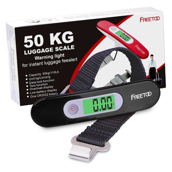 FREETOO Luggage Scale Portable Digital Weight Scale for Travel Suitcase Weigher with Tare Function 110 Lb/ 50Kg Capacity Red