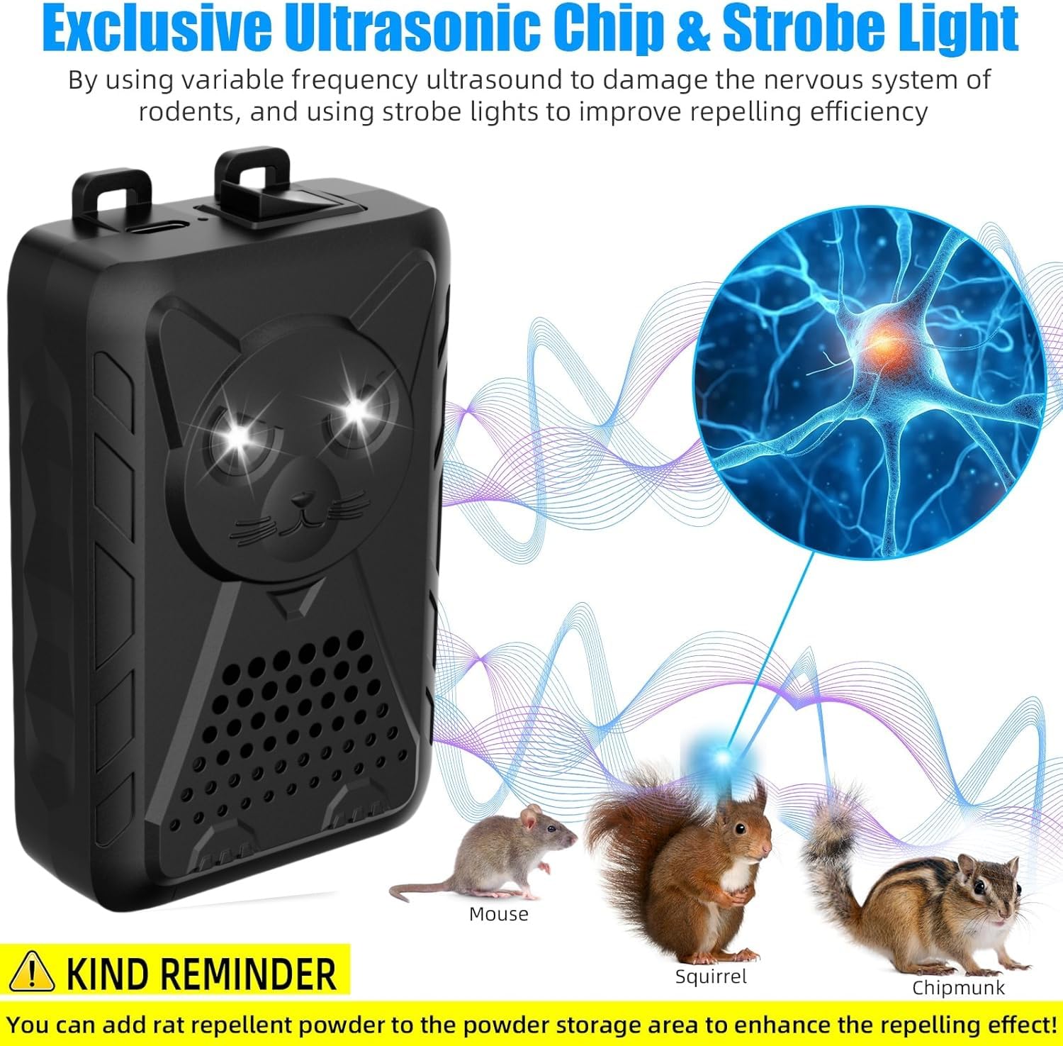 Rodent Repeller Ultrasonic Under Hood,Repeller to Keep Pine Martens,Anti-Martor Repellent,Pest Mouse Repeller for Car,Garage,Warehouse,Rat Rodent Pest Animal Deterrent for Vehicle Protection Indoor