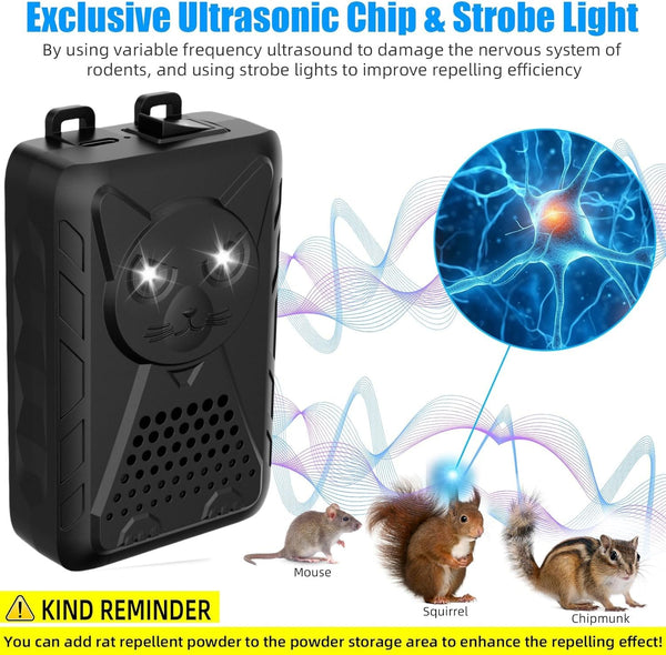 Rodent Repeller Ultrasonic Under Hood,Repeller to Keep Pine Martens,Anti-Martor Repellent,Pest Mouse Repeller for Car,Garage,Warehouse,Rat Rodent Pest Animal Deterrent for Vehicle Protection Indoor