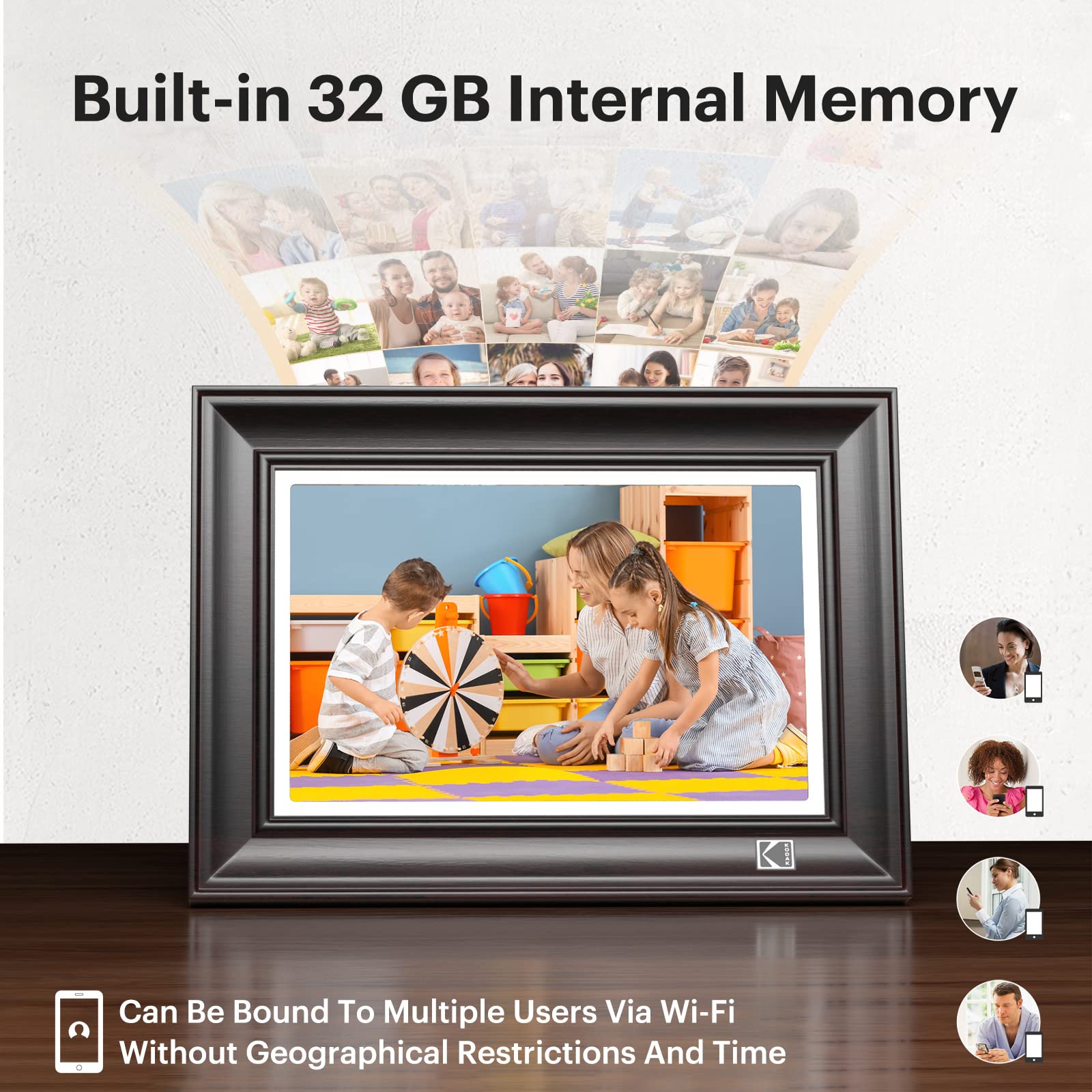 KODAK Digital Photo Frame WiFi Digital Picture Frame 10.1 Inches, FHD 1920*1200 IPS Touchscreen, Wooden Smart Electronic Frame with 32GB Memory, Easy to Share Photo, Video via APP with Your Loved Ones