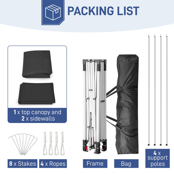 Outopee 3m x 3m Ez Pop Up Canopy Tent with 4 SideWalls, Outdoor Gazebo Portable Instant Canopy for Commercial Events, Party, Backyard BBQ, Camping, Blue