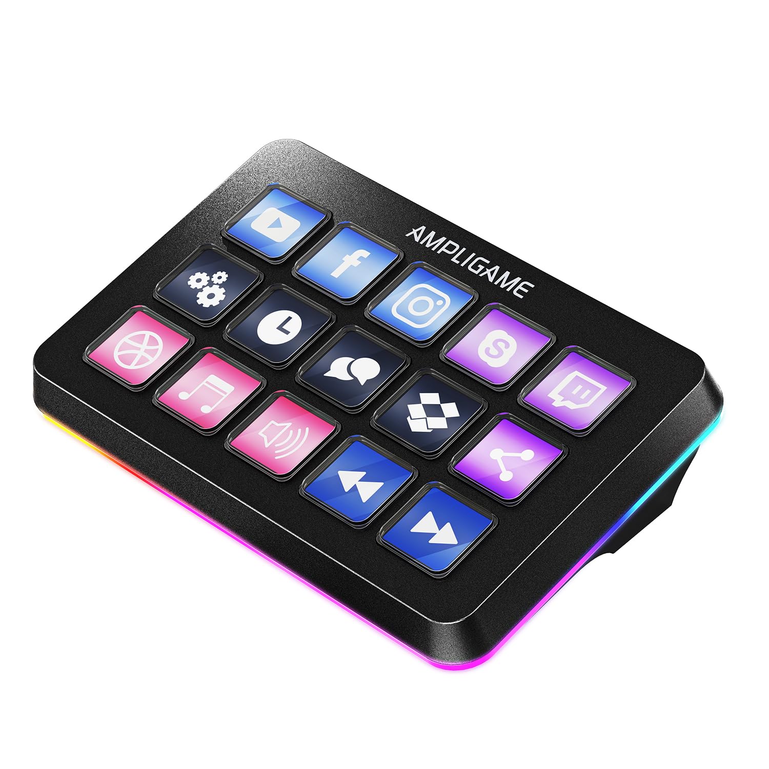 FIFINE Streaming Controller with 15 Customizable Keys for Live Stream, Gaming and Podcast, Macro Keyboard Compatible with Twitch/OBS/YouTube/Streamlabs Etc, White Keypad for Mac and PC - D6W