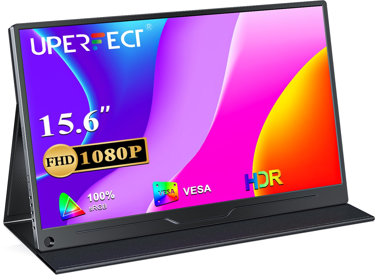 UPERFECT Portable Monitor FHD 1080P 15.6 Inch Monitor IPS Display Matte Screen, with Standard HDMI/Type-C, Support VESA, Second Display for Laptop/PC/PS/Phone/Switches, with Smart Cover
