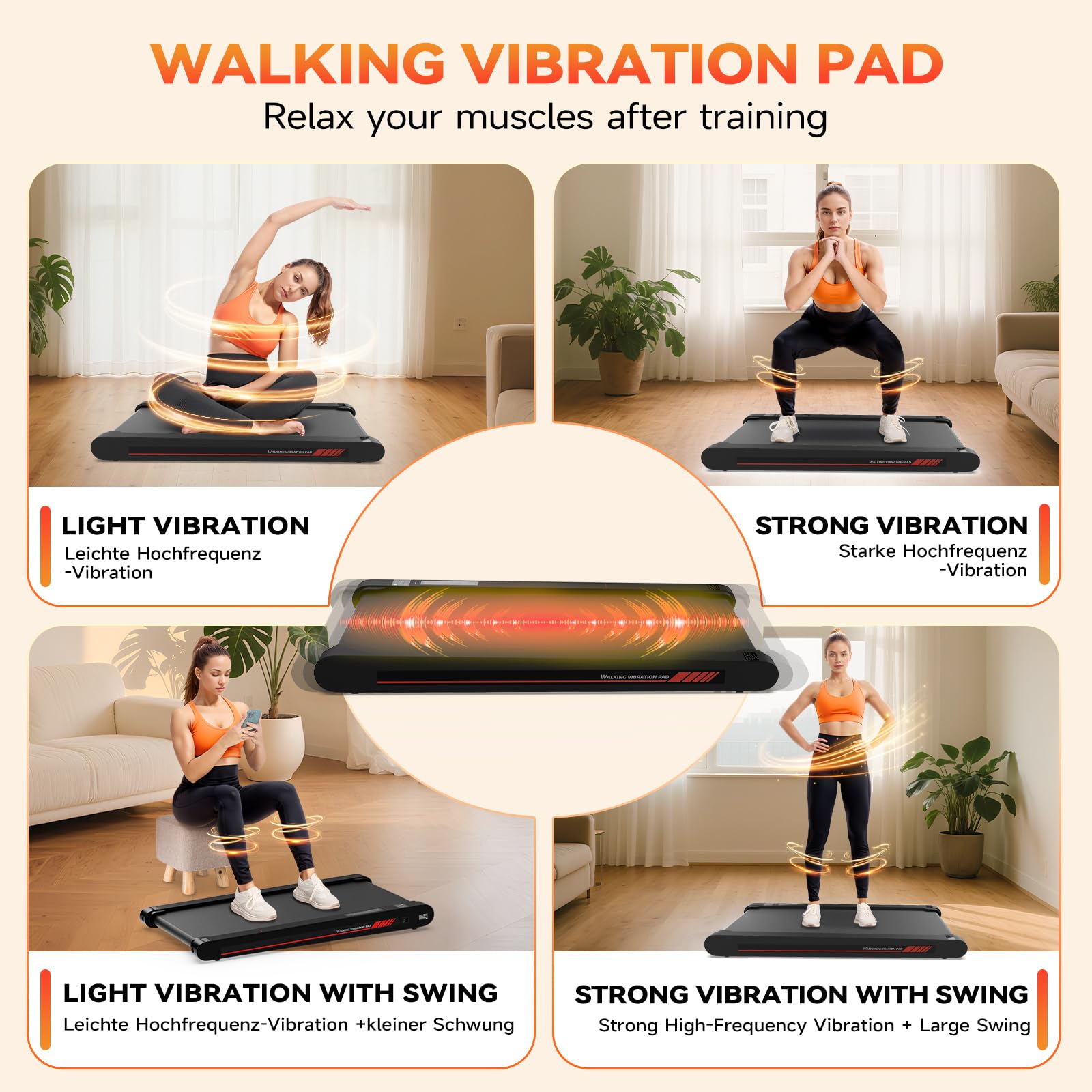 Lysole 4 in 1 Walking Vibration Pad, Under Desk Treadmill, 4 Vibration Modes, Portable Vibration Walking Pad for Homes and Offices