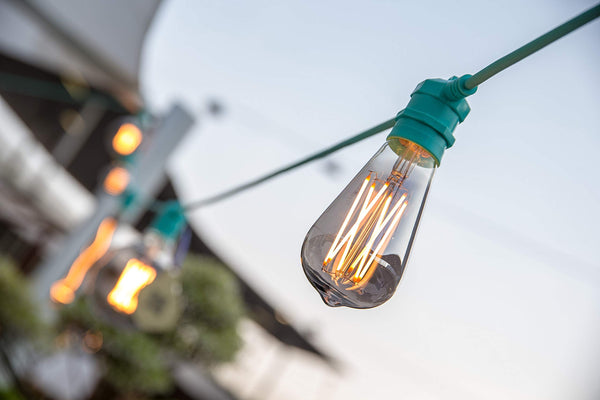 AMARCORDS - Luminous Belt White for Outdoor use with 11 E27 Lampholders, Round Cable, schuko Plug, Length 12.5 m. Joined up to 100 Meters!