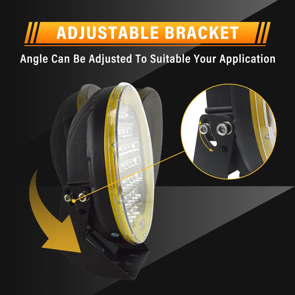 RIGIDON 2 Pcs Black Case Round Led Work Light, 9 inch 294W Spot Beam, 12V 24V Driving Lights Lamp Headlight for Car Off road Boat Truck 4x4 SUV ATV Tractors Excavator, 6000K White, Fog Lamp