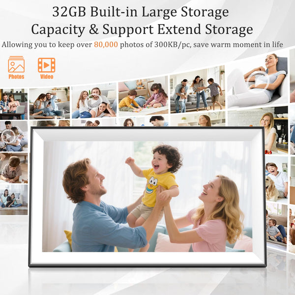 Hesmor 15.6 Inch Digital Photo Frame WiFi Frameo Picture Frame, 1920x1080 FHD IPS Touchscreen, 32GB Auto Rotate, Electronic Photo Frames Share Photos/Videos Anywhere