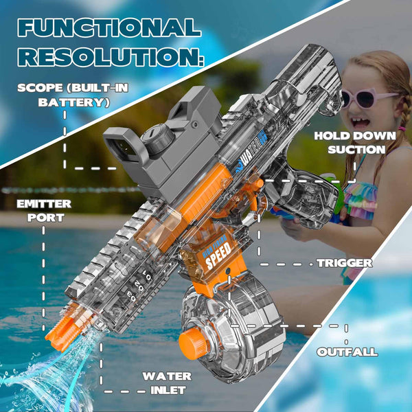 Electric Water Gun, Ultra-Long Range One-Touch Automatic Water Gun, Large Capacity Ultra-Long Standby, Suitable For Children Adults Summer Pool Party Beach Outdoor Use.