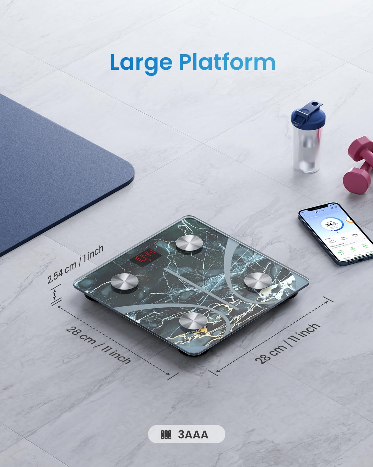 RENPHO Scales for Body Weight, Digital Bathroom Scales with High Precision Sensors, Bluetooth Weighing Scales Body Composition Monitors with App, Elis 1