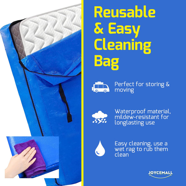 JOYCEMALL Super King Size Mattress Bag for Moving & Storage, Heavy Duty Extra Thick Waterproof Reusable Mattress Cover Protector with 8 Reinforced