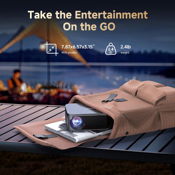 Smart 4K Projector, 30000 Lumen iSinbox WiFi6 Bluetooth Portable Projectors with Netflix App Audio, FHD 1080P with Electric Focus 4P Keystone, 100%-50% Zoom for Bedroom/Outdoor