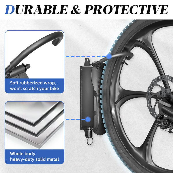 WELDUN Bike Wall Mount, Bike Hanger Rack, Swivelling Bike Holder, Vertical Bicycle Storage Rack for Garage and Indoor Use, Load Capacity 30kg