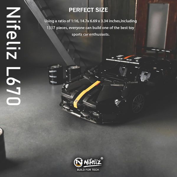 L670 Sports Car MOC Building Blocks, Adult Collectible Model Set, 1:14 Scale Construction Toy (1337 Pcs)