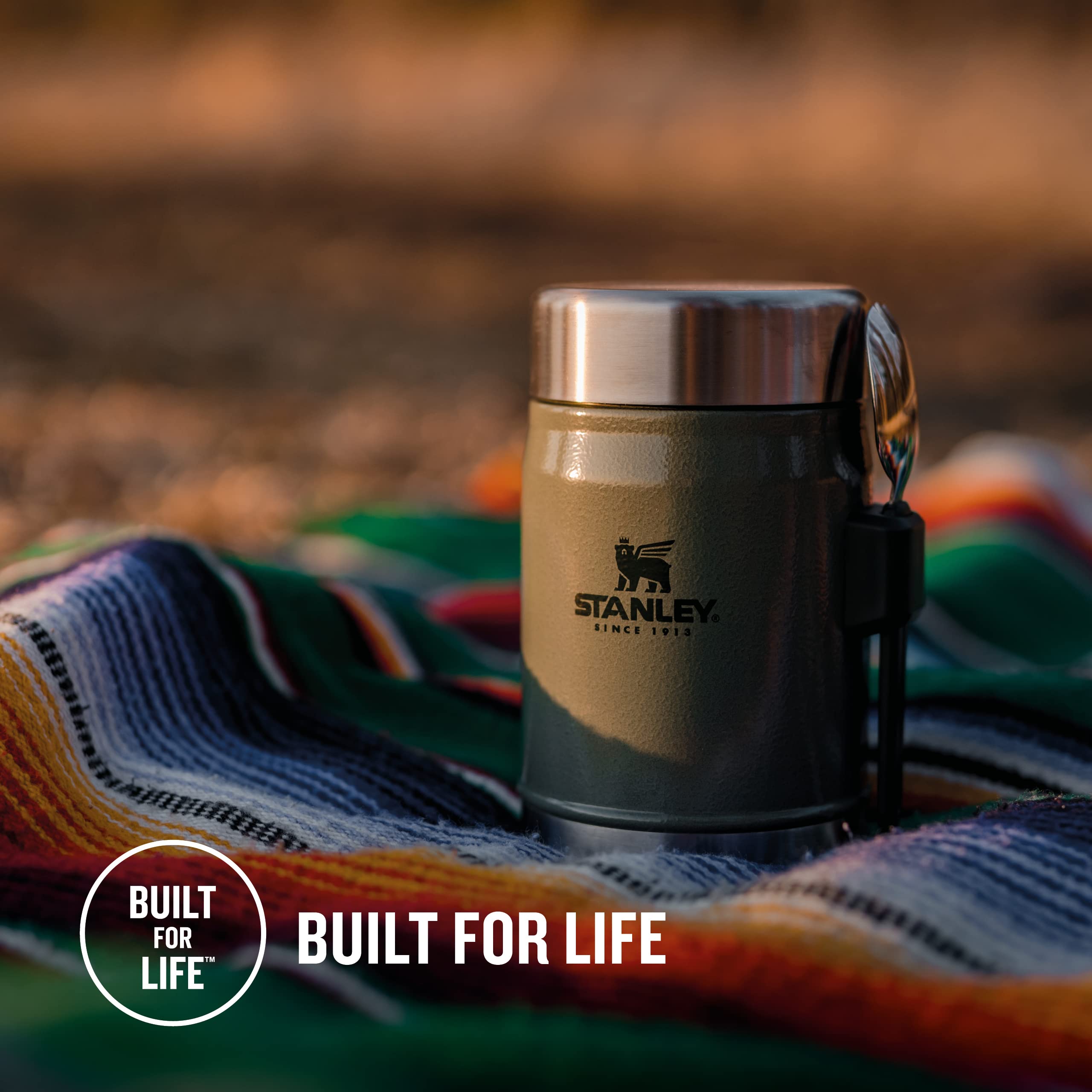 Stanley Classic Legendary Food Jar 0.4L With Spork - Keeps Cold For 7 Hours - BPA-Free Stainless Steel Soup Flask - Leakproof - Dishwasher Safe - Rose Quartz