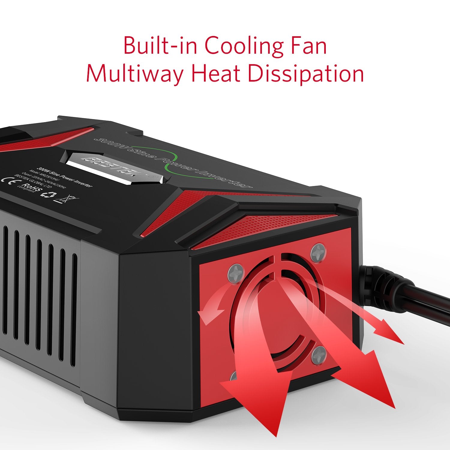 BESTEK 300W Pure Sine Wave Power Inverter 12V to 240V 230V with 4.8A Dual Smart USB Ports Car Adapter Charge Your Laptop iPad iPhone Tablet Consoles & More