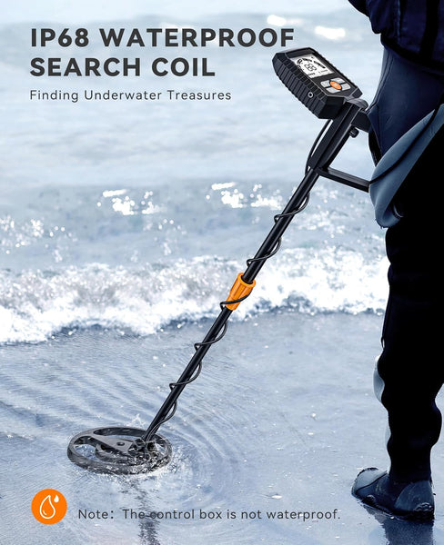 SUNPOW Metal Detector for Adults & Kids, Waterproof Metal Detector for Gold Detecting, Stable Anti-interference, Big LCD Display, 4 Modes, IP68 Search Coil -OTMD13