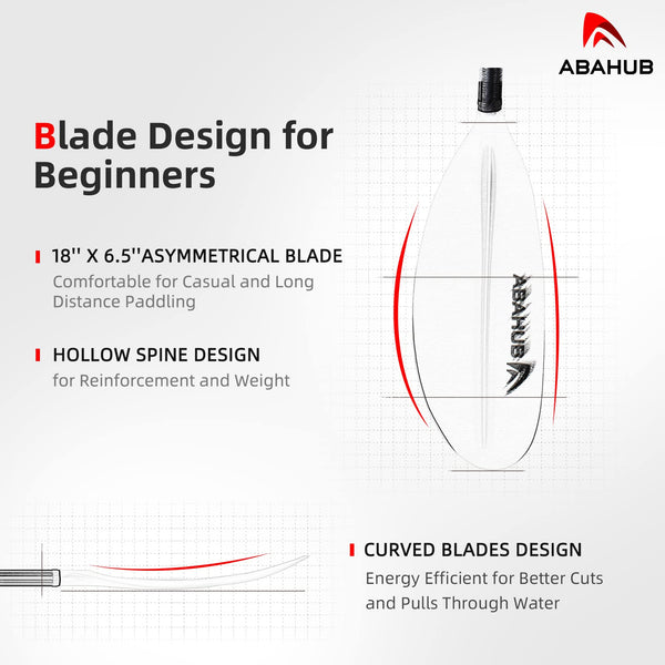 Abahub 1 x Carbon Kayak Paddles, 90.5 Inches Kayaking Oars for Boating, Canoeing with Paddle Leash, Carbon Fiber Shaft White Plastic Blades