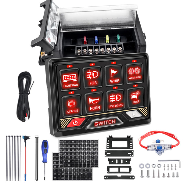 Chelhead 12V/24V Switch Control Panel RGB 6 Gang Dimmable Multi-Function Programmable Switch Panel Acc Battery Control Waterproof, Compatible with Truck Boat SUV RV Trailer Marine ATV UTV