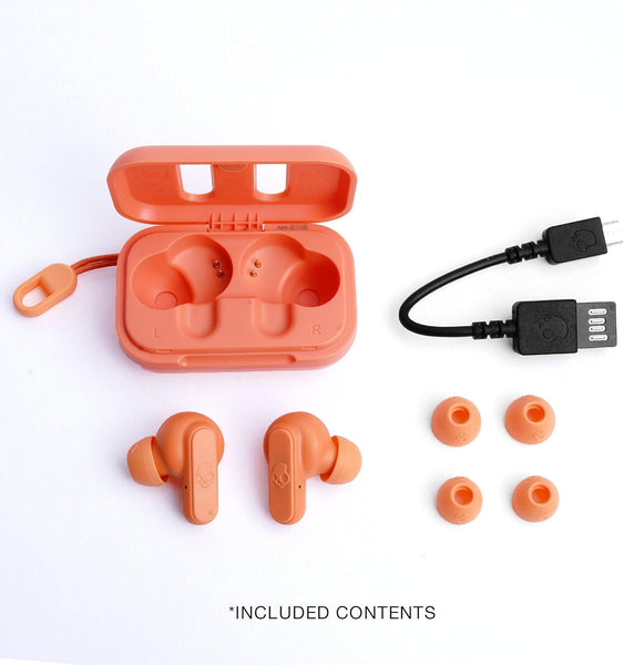 Skullcandy Dime In-Ear Wireless Earbuds, 12 Hr Battery, Microphone, Works with iPhone Android and Bluetooth Devices - Orange