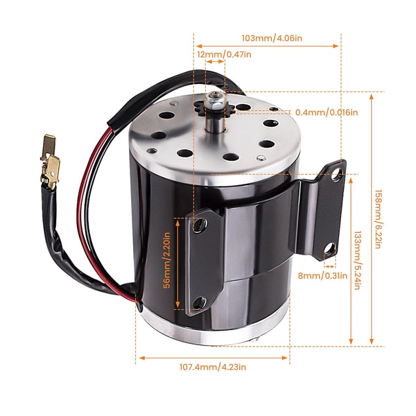 maXpeedingrods Electric DC Motor Brushed Scooter with Bracket for Go Kart DIY Scooter E Bike 500W 24V